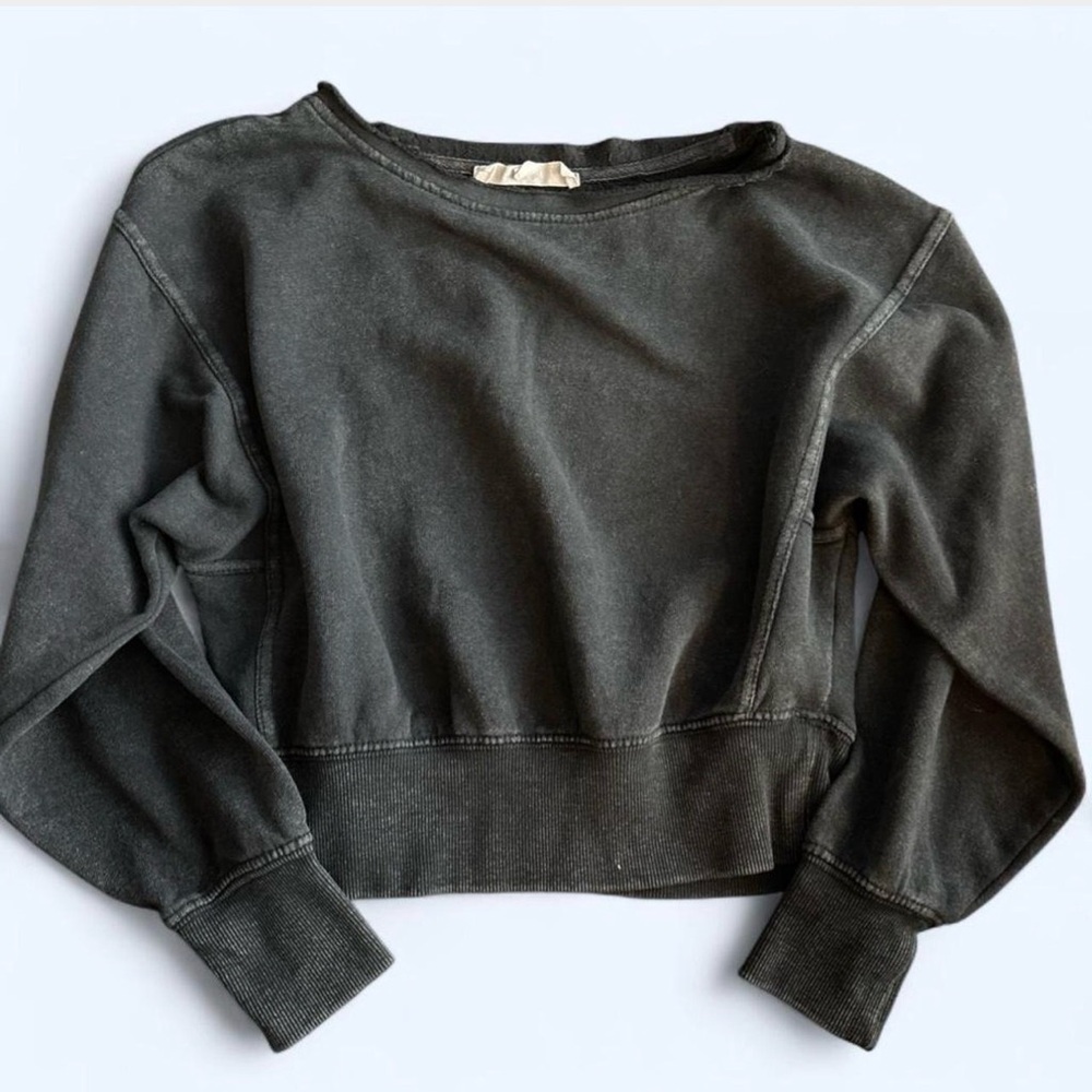 Hippie Rose Charcoal Cropped Sweatshirt
